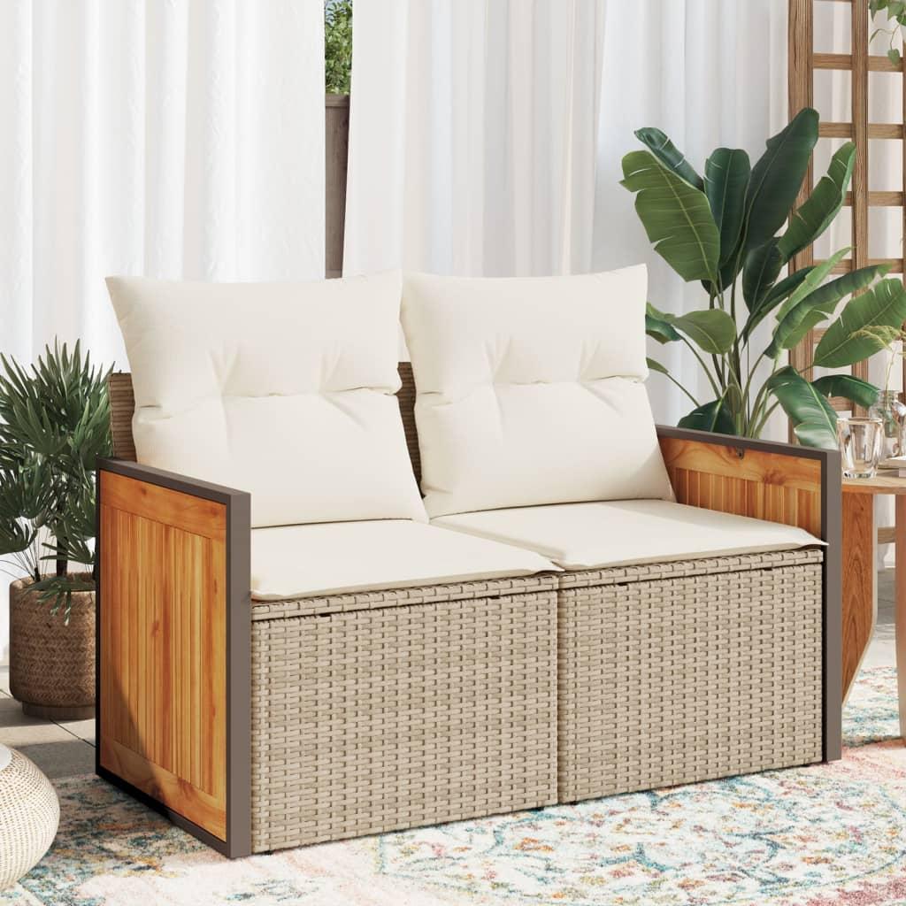 2 Personers Havesofa Med Hynder Polyrattan Beige fra Boligcenter