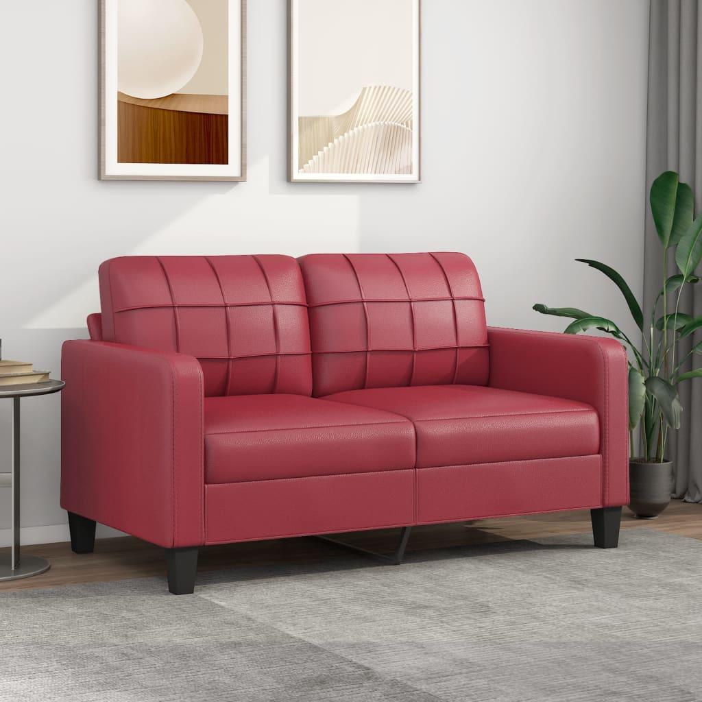 2 Personers Sofa 140 Cm Kunstlæder Vinrød fra Boligcenter