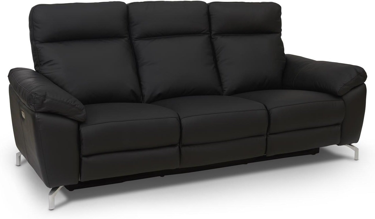 Edinburgh, 3 Personers Sofa, Sort, H101x222x96 Cm, Læder fra Raymond & Hallmark