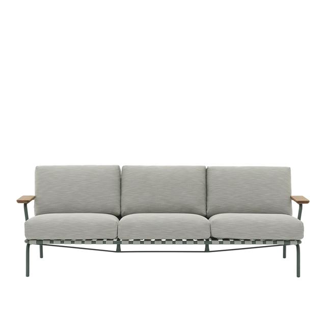 Settle Udendørs 3 Personers Sofa Ribbed Weave 2 Mørkegrøn fra Muuto