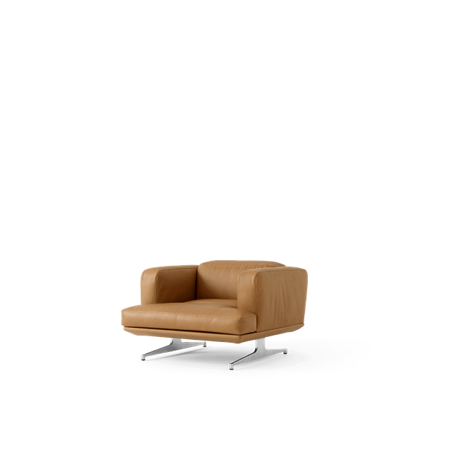 Inland Av21 Lænestol Cognac Læder Poleret Aluminium fra &tradition