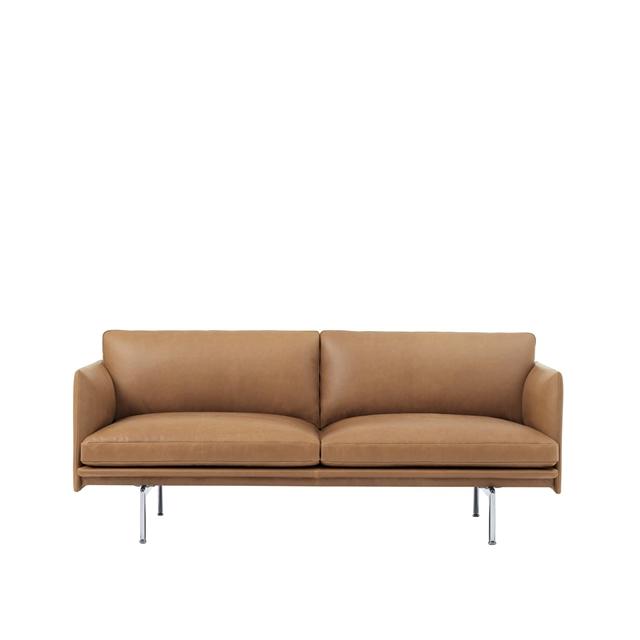 Outline 2 Personers Sofa Læder Cognac Sort fra Muuto