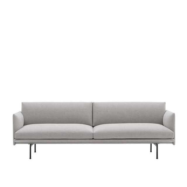 Outline 3 Personers Sofa Clay 12  Sort fra Muuto