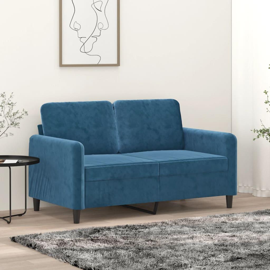 2 Personers Sofa 120 Cm Fløjl Blå fra Boligcenter