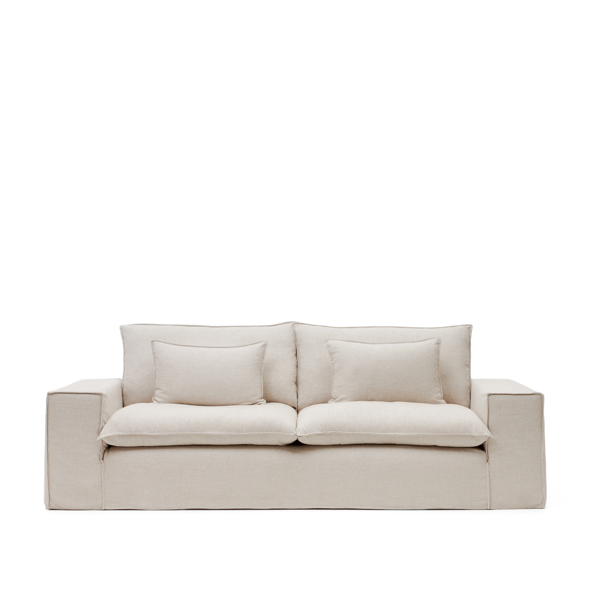Anarela 3 Pers. Sofa, M. Aftageligt Betræk   Beige Hørhynder (280cm) fra Kave Home