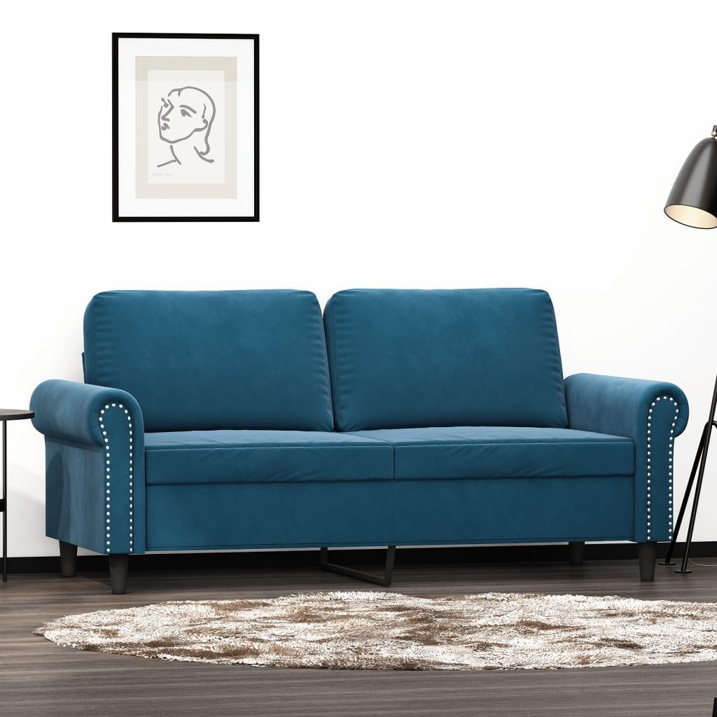2 Personers Sofa 140 Cm Fløjl Blå fra Boligcenter