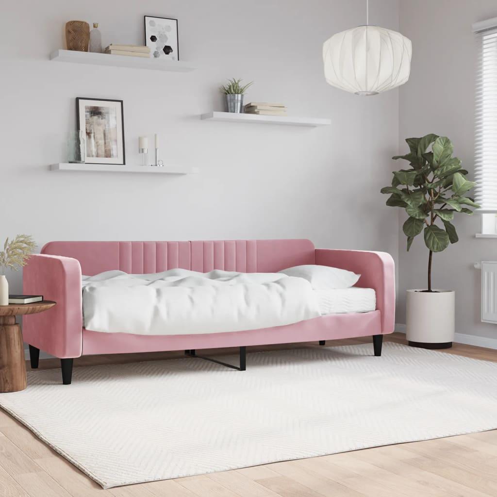 Daybed Med Madras 80x200 Cm Velour Pink fra Boligcenter